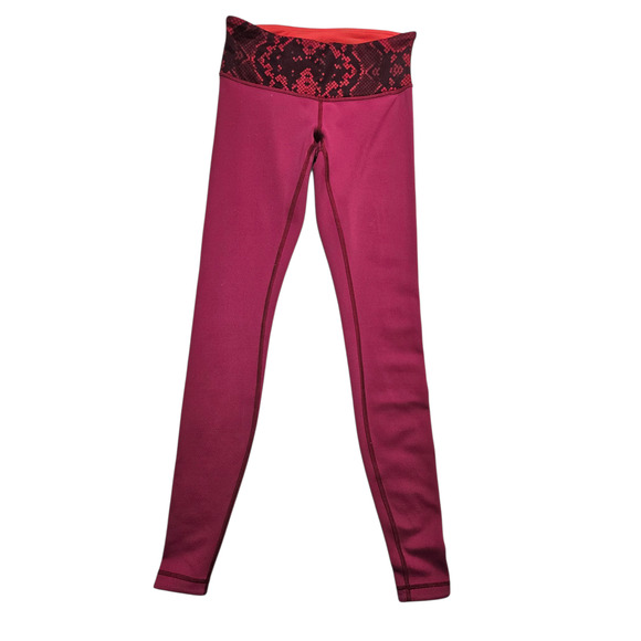 Lululemon womens Wunder Under Pant III Reversible Cranberry/Alarming leggings 4 - Picture 2 of 15